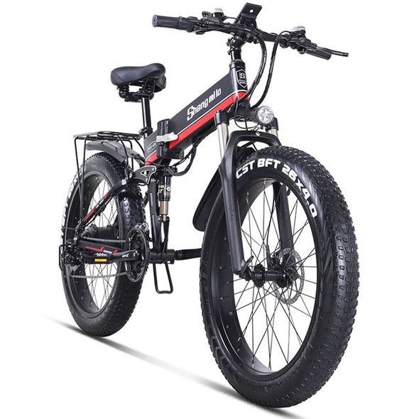 Electric Bike  1000W Mens Mountain Bike Snow Bike Folding Ebike MX01 Adult Electric Bicycle  Fat Tire e Bike 48V Lithium Battery