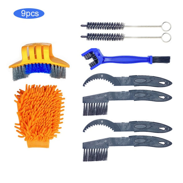 8 PCS Bike Chain Cleaner Clean Machine Brushes Cycling Cleaning Kit Bicycle Brush Maintenance Tool for Mountain, Road, City, BMX