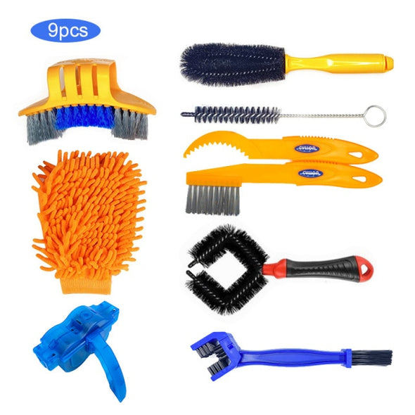 8 PCS Bike Chain Cleaner Clean Machine Brushes Cycling Cleaning Kit Bicycle Brush Maintenance Tool for Mountain, Road, City, BMX