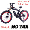 Electric Bicycle 1000 W Ebike 500 W 15A Battery 4.0 Fat Tire Snow Beach Cruiser Aluminum Alloy Mountain Bike 26 Inches