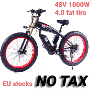 Electric Bicycle 1000 W Ebike 500 W 15A Battery 4.0 Fat Tire Snow Beach Cruiser Aluminum Alloy Mountain Bike 26 Inches