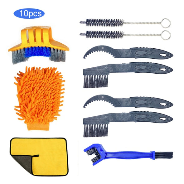 8 PCS Bike Chain Cleaner Clean Machine Brushes Cycling Cleaning Kit Bicycle Brush Maintenance Tool for Mountain, Road, City, BMX